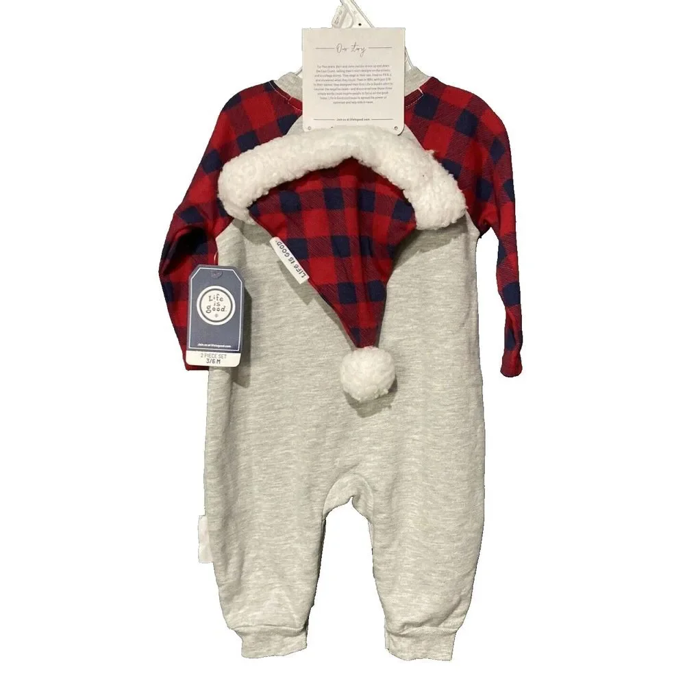 Life Is Good Infant Boys Holiday Christmas 2-Piece Set‎ Size 0-3 Months